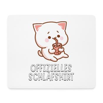Offizielles Schlafshirt - Süßes Bubble Tea Katze - Mousepad (Querformat) - Weiß - Vorne