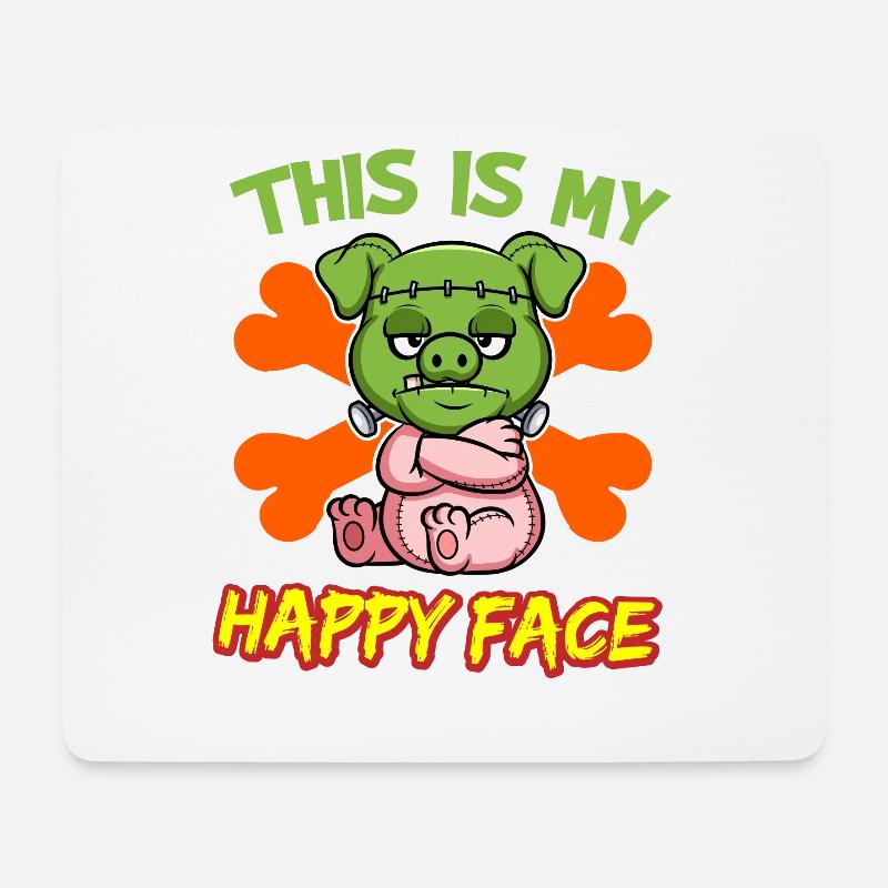 This Is My Happy Face Funny Halloween Monster - Mousepad (Querformat) - Weiß