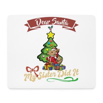 Cher Père Noël Ma sœur l’a fait frères et sœurs Noël - Tapis de souris (format paysage) - blanc - Devant