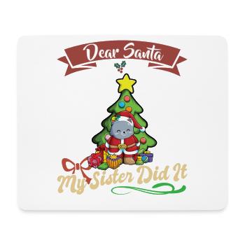 Cher Père Noël Ma sœur l’a fait frères et sœurs Noël - Tapis de souris (format paysage) - blanc - Devant
