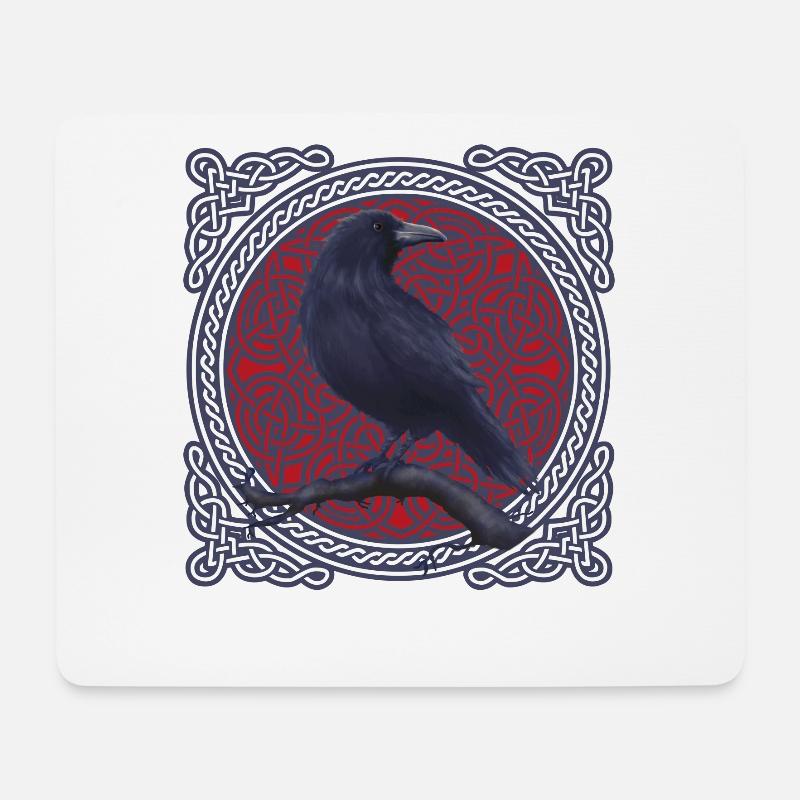 Rabe Krähe Keltisch - Mousepad (Querformat) - Weiß
