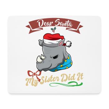 Cher Père Noël Ma sœur l’a fait frères et sœurs Noël - Tapis de souris (format paysage) - blanc - Devant