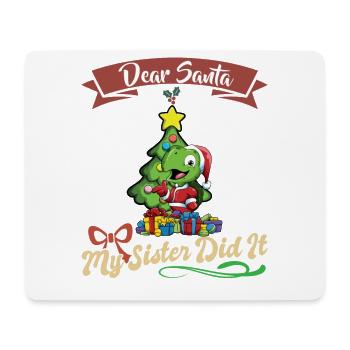 Cher Père Noël Ma sœur l’a fait frères et sœurs Noël - Tapis de souris (format paysage) - blanc - Devant