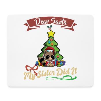 Cher Père Noël Ma soeur l'a fait Frères et sœurs Noël - Tapis de souris (format paysage) - blanc - Devant
