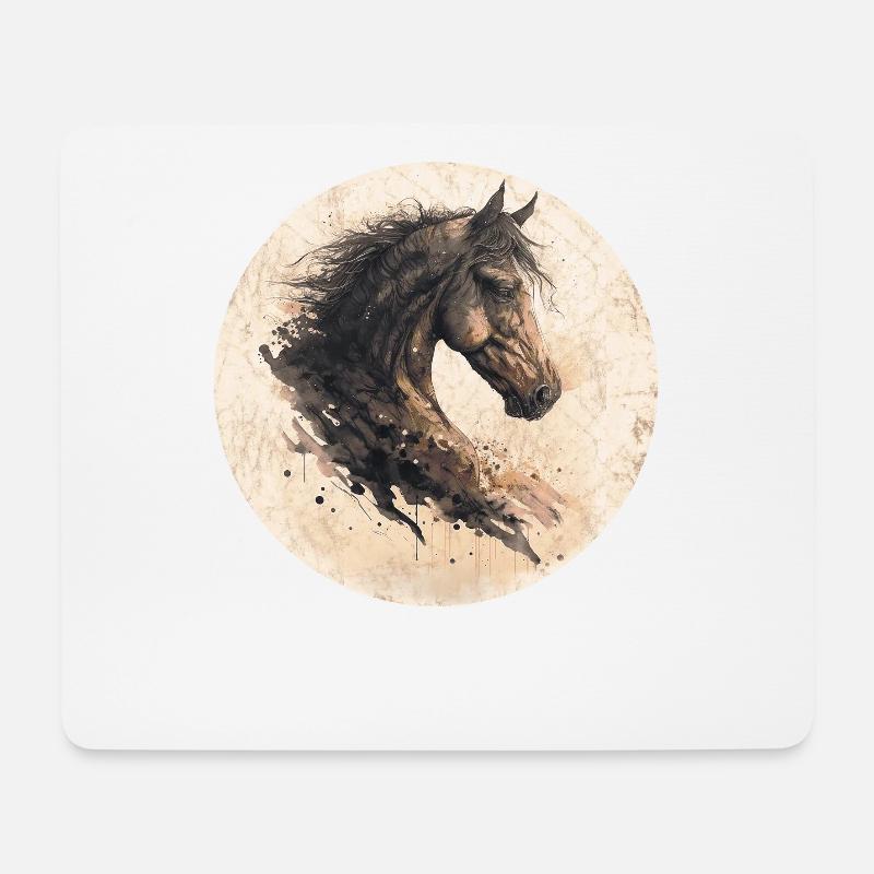 Pferdezeichnung Pferdemotiv - Mousepad (Querformat) - Weiß