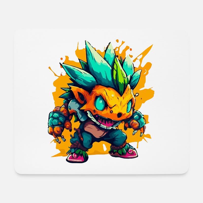 Monster Crash - Cooles Power Blitz Monster - Mousepad (Querformat) - Weiß