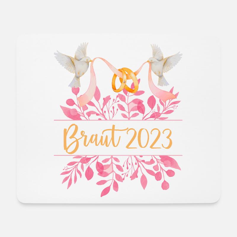 Braut 2023 - Junggesellenabschied, Hochzeit PINK - Mousepad (Querformat) - Weiß