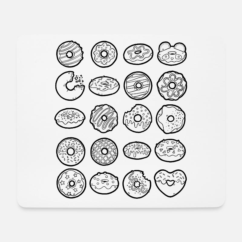 Donut Doodles Doughnut Streusel Süßigkeit - Mousepad (Querformat) - Weiß