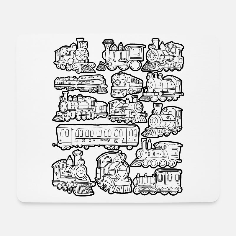 Zug Doodles Lokomotive Eisenbahn Lok Gleise Bahn - Mousepad (Querformat) - Weiß