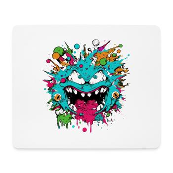 Monster Crash - Cooles blaues Monster - Mousepad (Querformat) - Weiß - Vorne