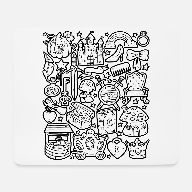 Märchen Doodles Fantasy Magie Märchenbuch - Mousepad (Querformat) - Weiß