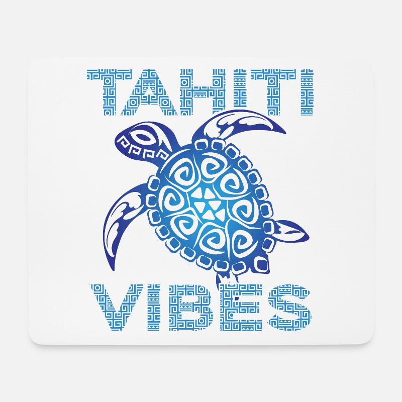 Polynesian Blue Tribal Sea Turtle Tahiti Vibes - Mousepad (Querformat) - Weiß