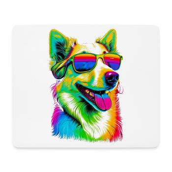 Super Cute Retro Rainbow Summer Corgi Corgeek Art - Mouse Pad (horizontal) - white - Front