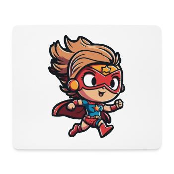 Niedliche Superheldin mit Umhang im Comic-Stil - Mousepad (Querformat) - Weiß - Vorne