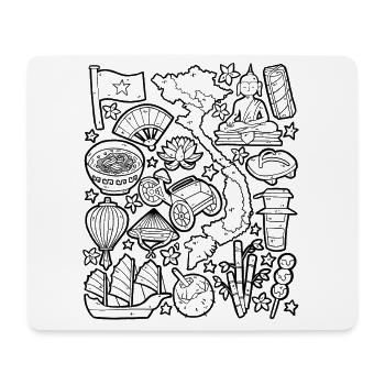 Vietnam Doodles Asien Hanoi Saigon Pho Banh Mi - Mousepad (Querformat) - Weiß - Vorne