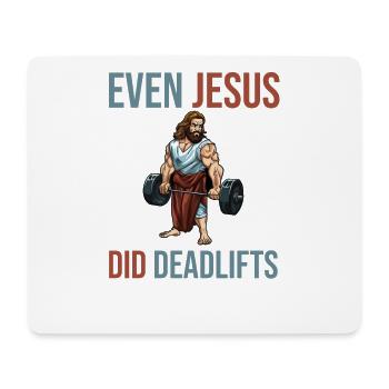 Sogar Jesus tat Kreuzheben-Muskeln - Mousepad (Querformat) - Weiß - Vorne