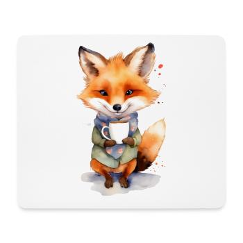 Renard avec style aquarelle café - Tapis de souris (format paysage) - blanc - Devant