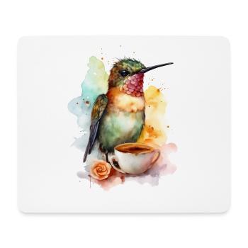 Colibri avec style aquarelle café - Tapis de souris (format paysage) - blanc - Devant