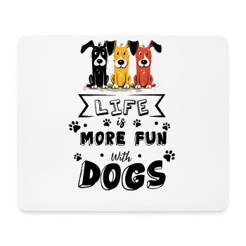 Hundeliebe - Life ist more fun with dogs I Comic - Mousepad (Querformat) - Weiß - Vorne