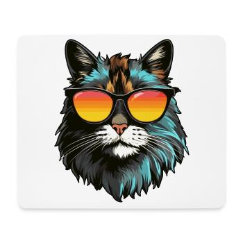 Main-Coon Katze mit Sonnenbrille - Mousepad (Querformat) - Weiß - Vorne