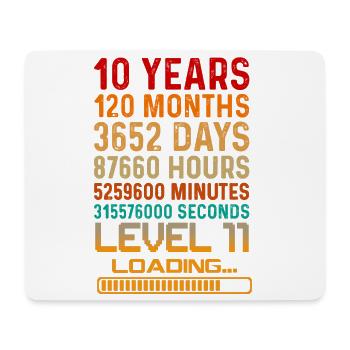 10 Years Birthday 120 Months Level 11 Loading - Mouse Pad (horizontal) - white - Front