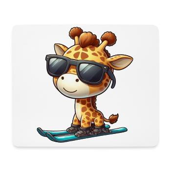 Snowboard Giraffe, Winter Sports Animal - Mouse Pad (horizontal) - white - Front