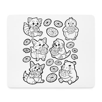 Donut Doodle: Capybara, Fox, Corgi, Otter - Mouse Pad (horizontal) - white - Front