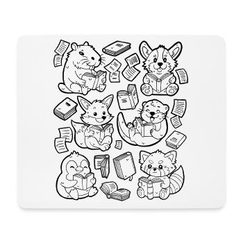 Bücher lesen: Capybara, Fuchs, Corgi, Otter - Mousepad (Querformat) - Weiß - Vorne