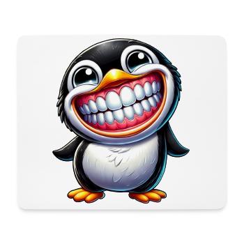 Lustiger Pinguin mit großem Lachen - Mousepad (Querformat) - Weiß - Vorne