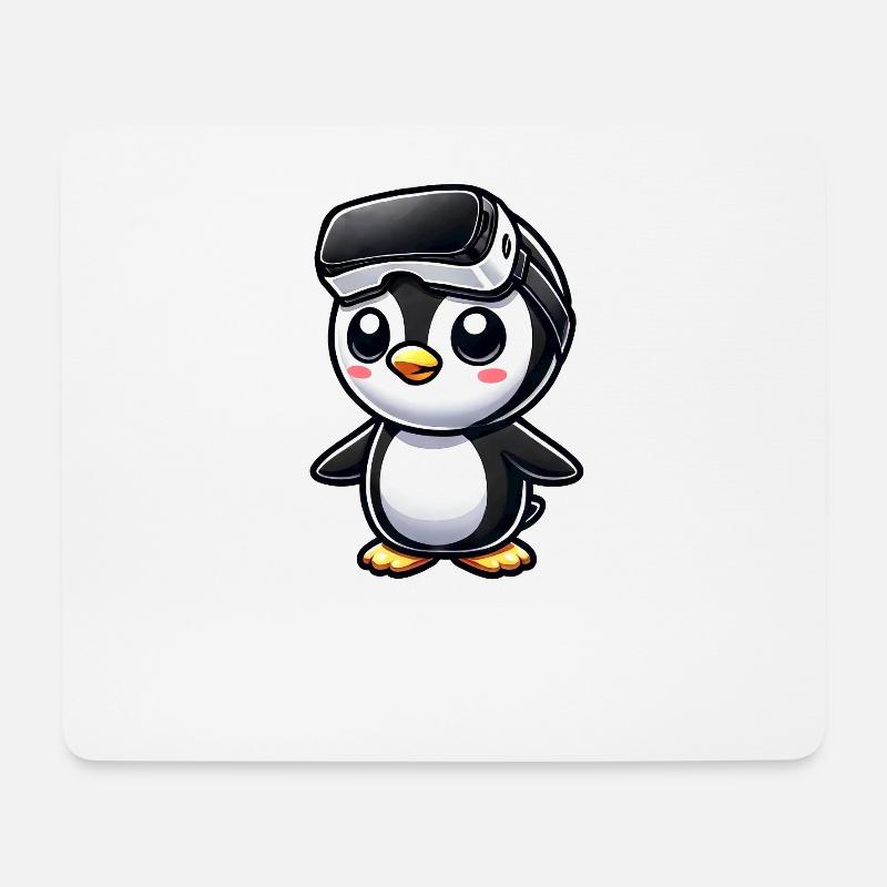 Süßer Pinguin VR Gamer Comic Gaming - Mousepad (Querformat) - Weiß
