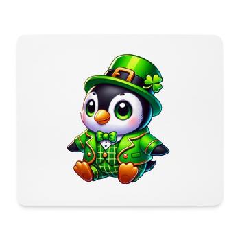 Dessin animé mignon du pingouin de Saint-Patrick - Tapis de souris (format paysage) - blanc - Devant