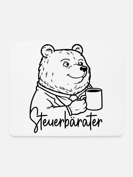 Steuerberater Bär Kaffeetasse Kaffee Steuerbärater - Mousepad (Querformat) - Weiß