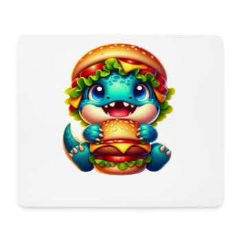 Mignon T-Rex Burger Fantaisiste Drôle Restauration rapide - Tapis de souris (format paysage) - blanc - Devant