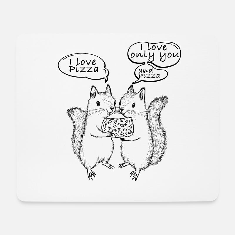J’adore Pizza Squirrel - Tapis de souris (format paysage) - blanc