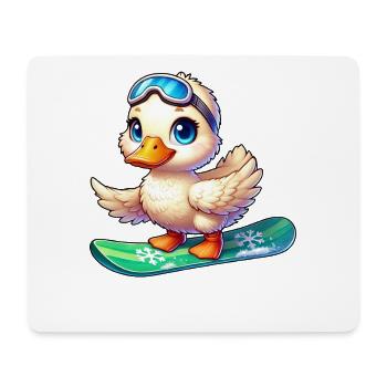 Cute Cartoon Duck Surfer Snowboarder - Mouse Pad (horizontal) - white - Front
