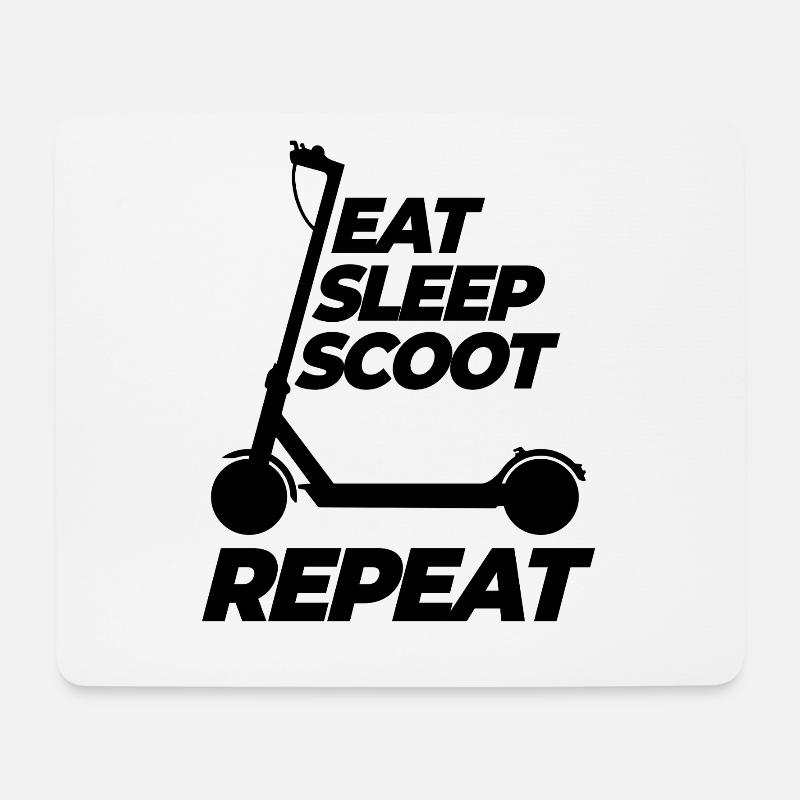 Eat Sleep Scoot Repeat, E-Scooter, Elektro Roller - Mousepad (Querformat) - Weiß