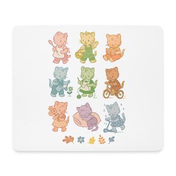 Chats rétro ludiques | Vintage Look - Tapis de souris (format paysage) - blanc - Devant