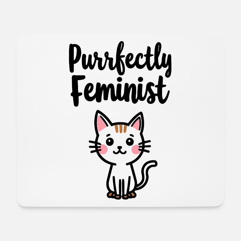 Purrfectly Feminist Katzen Spruch - Mousepad (Querformat) - Weiß