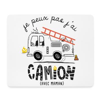 Je peux pas j ai Camion humour naissance ponpier - Tapis de souris (format paysage) - blanc - Devant