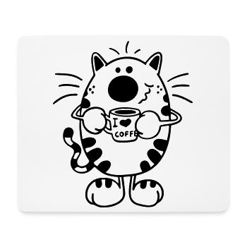 Katze mit Kaffee I Maine Coon I Geschenk - Mousepad (Querformat) - Weiß - Vorne