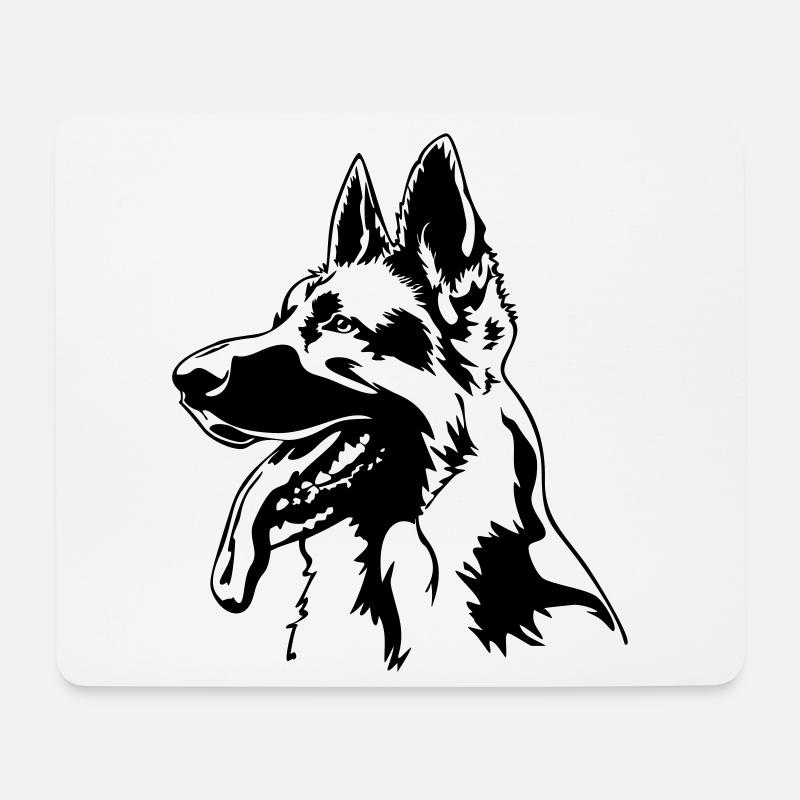 Deutscher Schäferhund Kopf - Mousepad (Querformat) - Weiß