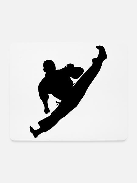 Jumpkick Geri Kick Karate oder Teakwondo - Mousepad (Querformat) - Weiß