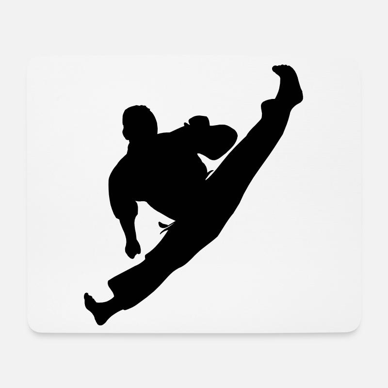 Jumpkick Geri Kick Karate oder Teakwondo - Mousepad (Querformat) - Weiß