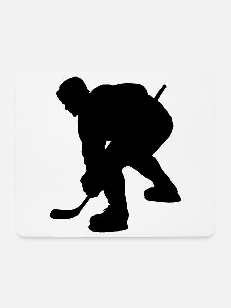Eishockey Schattenbild Logo für Fanclub - Mousepad (Querformat) - Weiß