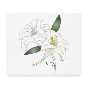 dessin de contour de deux fleurs de lys et coloré - Tapis de souris (format paysage) - blanc - Devant
