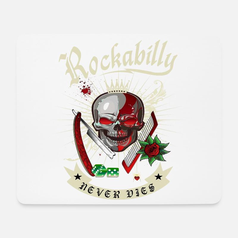 Rockabilly Skull - Mousepad (Querformat) - Weiß