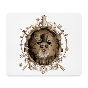 Steampunk deer portrait in antique sepia look - Mouse Pad (horizontal) - white - Front