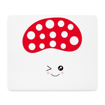 Kawaii, mushroom, toadstool - Mouse Pad (horizontal) - white - Front