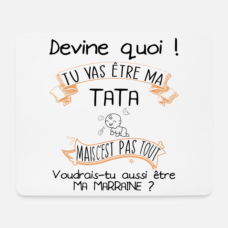 Devine quoi ! Tata voudrais-tu être ma marraine ? - Tapis de souris (format paysage) - blanc