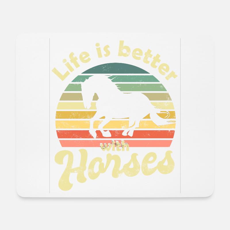 Pferd Pferde - Mousepad (Querformat) - Weiß